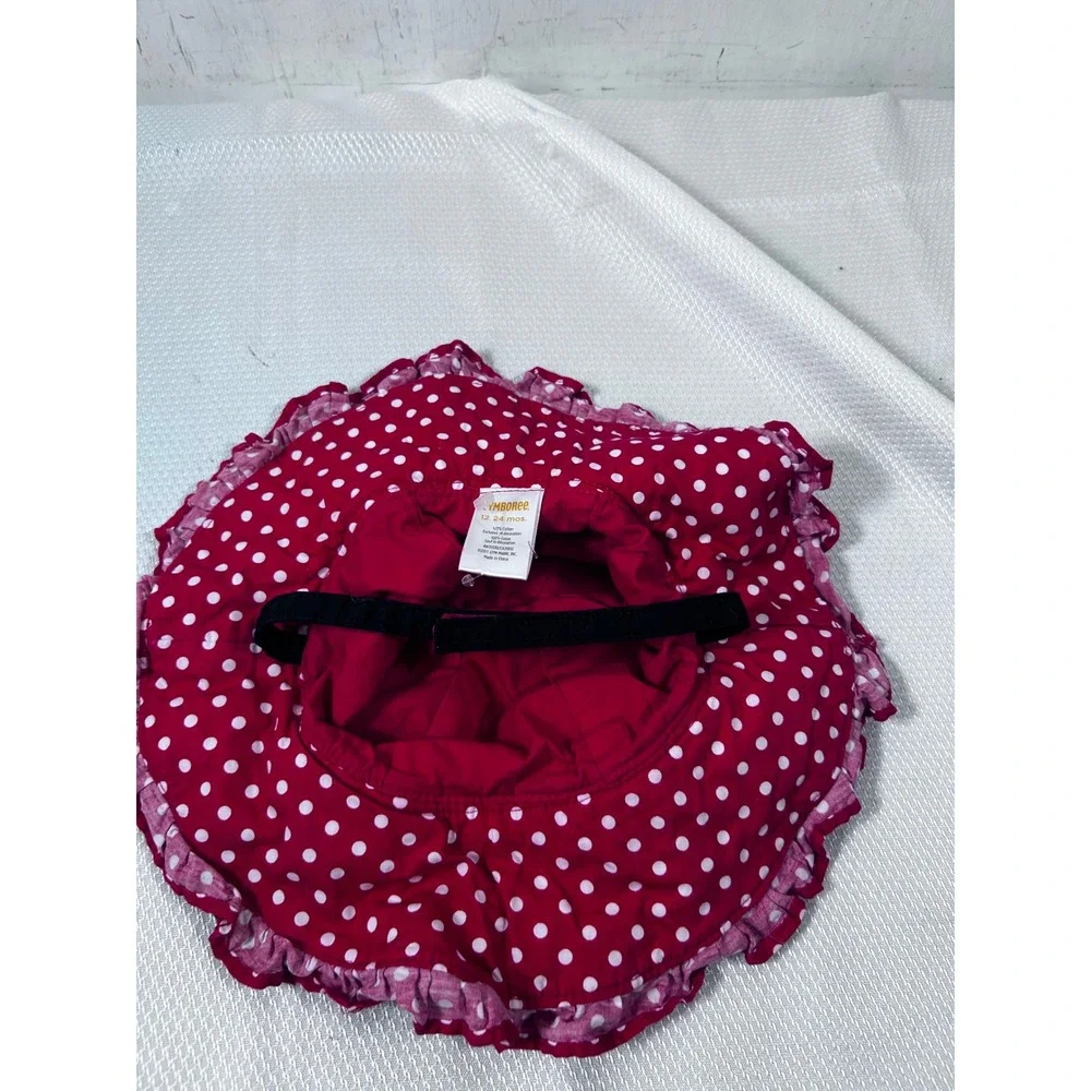 Gymboree Ladybug Sun Hat 12-24 Months Red Polka Dot Ruffle Kids‎